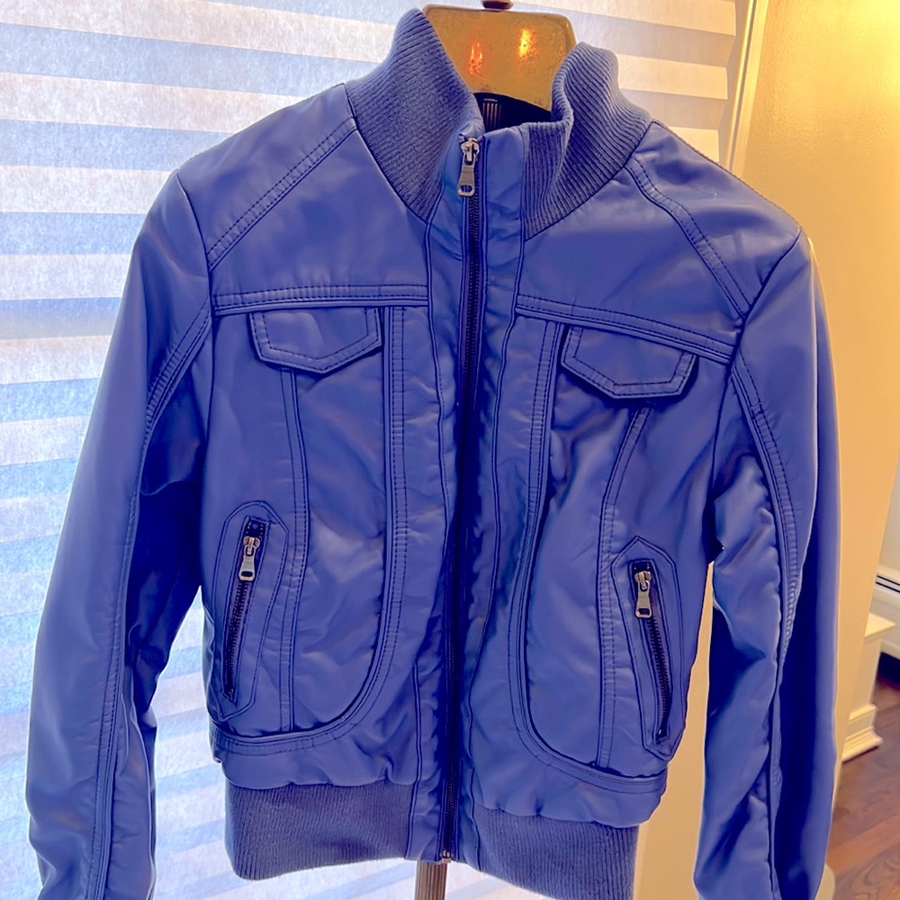 Ci Sono Ladies cobalt blue bomber jacket.